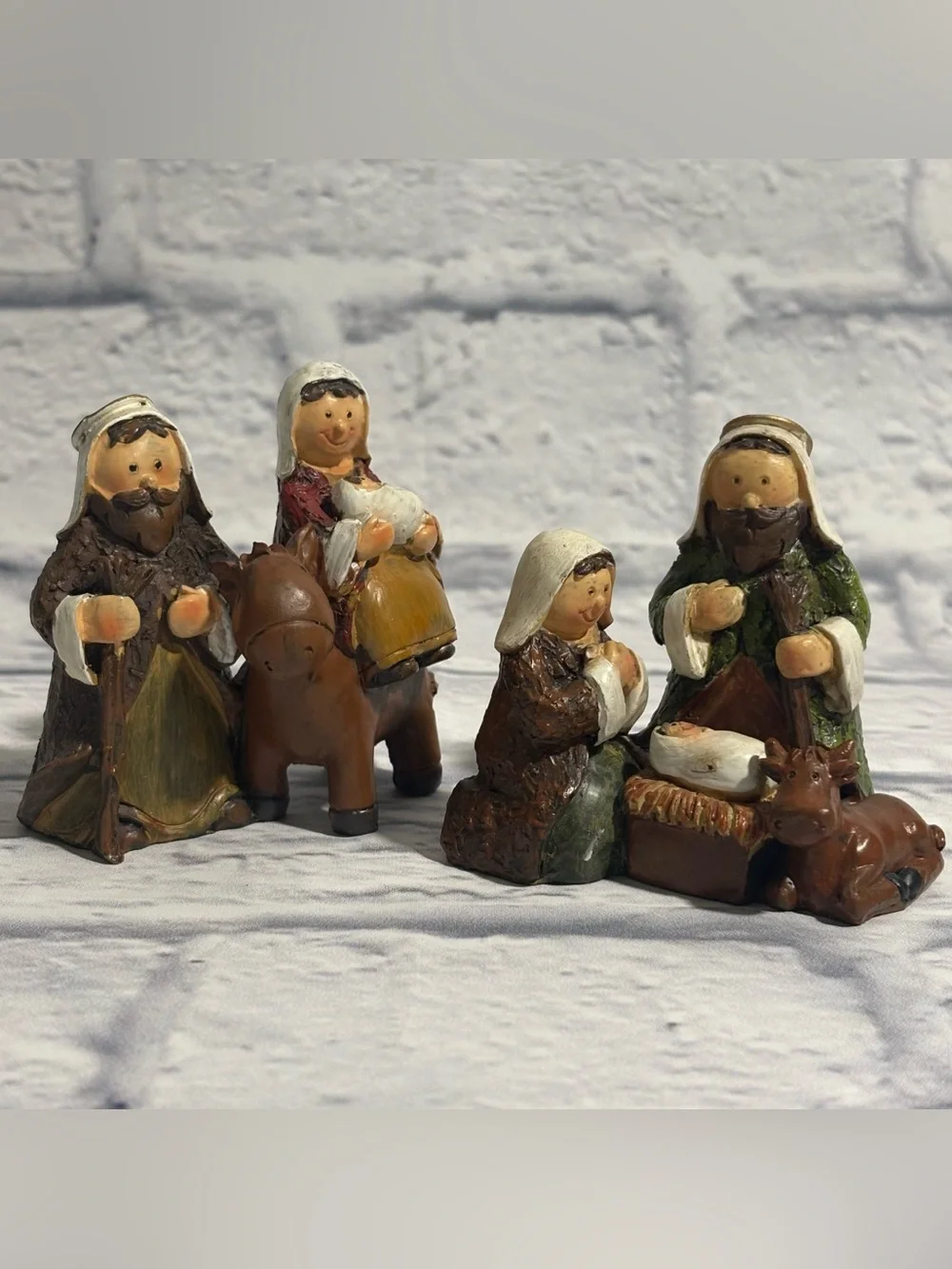 2000’s Mary, Joseph, & Baby Jesus hand-painted Nativity figure set